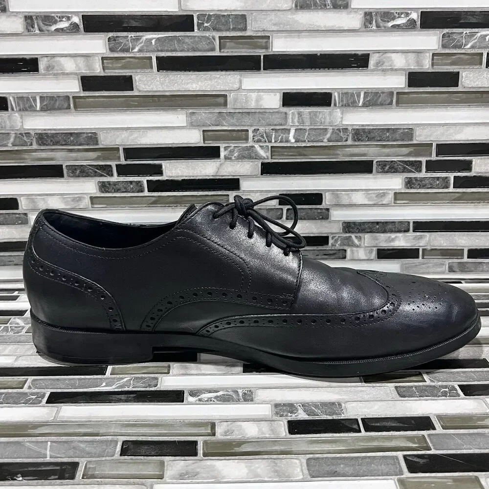 Cole Haan Grand OS C23793 Jefferson Leather Black‎ Wingtip Shoes Mens Size 13 M